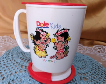 Vintage Dole Kids Hawaii Trip Sip Travel Cup Betras Plastics Mug UNUSED Base *eb