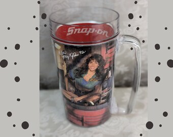 Vintage SNAP-ON Tools Thermo Serv Mug Pin Up Calendar Girl Rita May / June 92