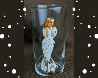 Vintage Peek a Boo Glass "Magic Follies" Pin Up Girl Federal Glass Burlesque