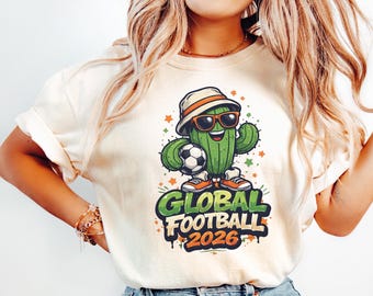 Soccer 2026 mascotte-T-shirt – Retro Cactus voetbaltoernooi fan-T-shirt