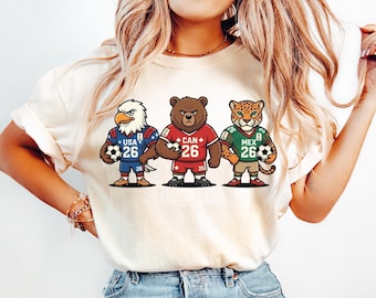Voetbal 2026 mascotte fanshirt - Noord-Amerika voetbaltoernooi beker - USA Soccer Game Day Gear