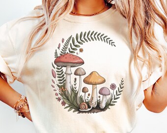 Comfort Colors Mushroom Shirt, Goblincore Clothing, Dark Cottagecore Nature Shirt