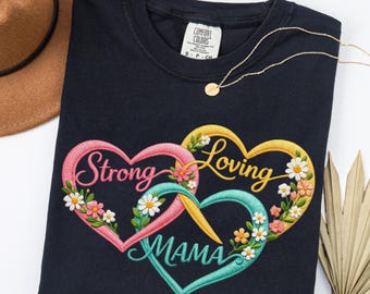 Embroidered Mama Shirt | Floral Comfort Colors 1717 | Sentimental Mothers Day Gift for Mom