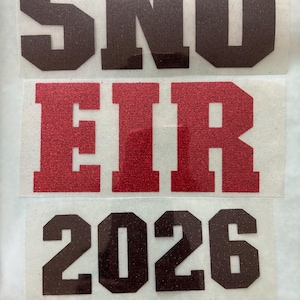 Senior Letters 3" high Senior 2027 - 2028 Transfers Ready To Press Two Color Iron-On Glitter or Smooth Vinyl Great for Senior Jeans