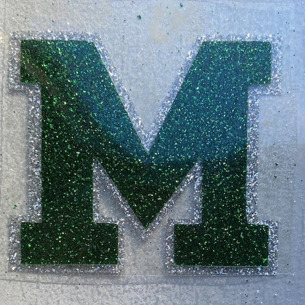 Ready to Press Varsity Letters for Cheer Bow at 2 inches Wide Monogram Letter Glitter Vinyl Transfer Iron-on for DIY Transfers for Bow Tails