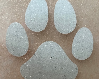 Iron-On Paw Print Decal Set of 2 in Glitter or Smooth Vinyl Heat Transfer Iron-on Applique for DIY Fabric