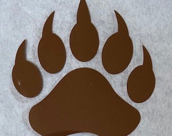 Iron-On Bear Paw Print Decal Set of Two Glitter or Smooth Vinyl Heat Transfer Iron-on Applique for DIY Fabric HTV