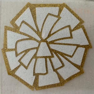 Iron On Glitter Small Pom Pom HTV Transfer Iron-On Two Color Glitter or Smooth Vinyl Heat Iron-on Applique for DIY Fabric Patch