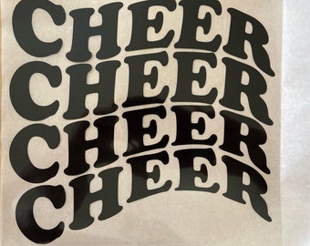 Ready To Press Cheer Waves Effect Letters Iron-On Glitter or Smooth Vinyl Heat Iron-on Applique