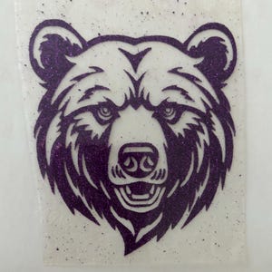 Bear Head 3.5 inches Ready to Press Glitter Vinyl Heat Transfer Iron-on Applique for DIY Apparel or Tote Bags