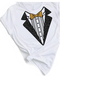 Glitter or Smooth HTV Iron On Transfer - Tux with Bow Tie - Design DIY Applique