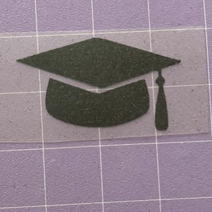 Iron On Glitter 3" Grad Cap HTV Transfer Iron-On Set of Two Glitter or Smooth Vinyl Heat Iron-on Applique for DIY Fabric Patch