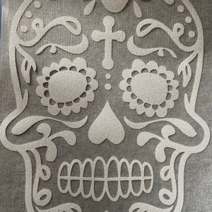 Iron On Decal Sugar Skull Glitter Vinyl Heat Transfer Iron-on Applique for DIY HotFix Apparel or Tote Bags