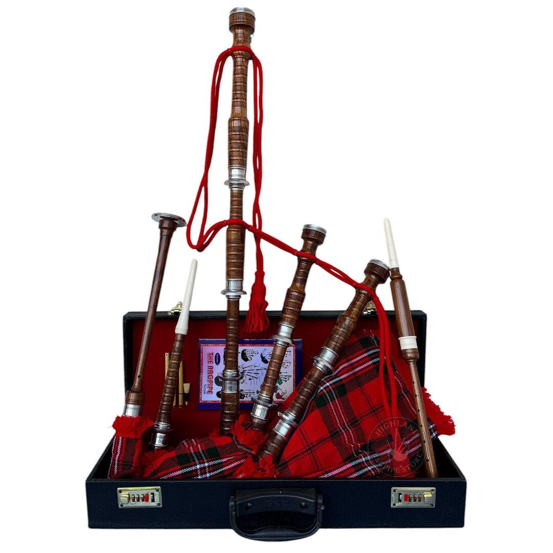 Highland Bagpipe Kit - Scott Red Modern Tartan With Chanter, Reeds ...
