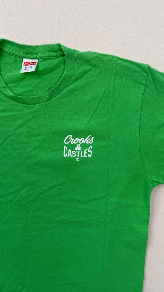 Supreme Crooks & Castles T Shirt Green Size L Vintage Streetwear USA Made Graphic Tee Y2K Hype Designer Mens Tee View 2