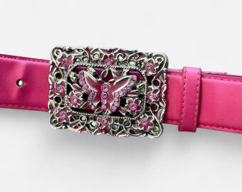 Skinny Washed Pink Belt, Light Pink Genuine Leather Belt  display picture 1