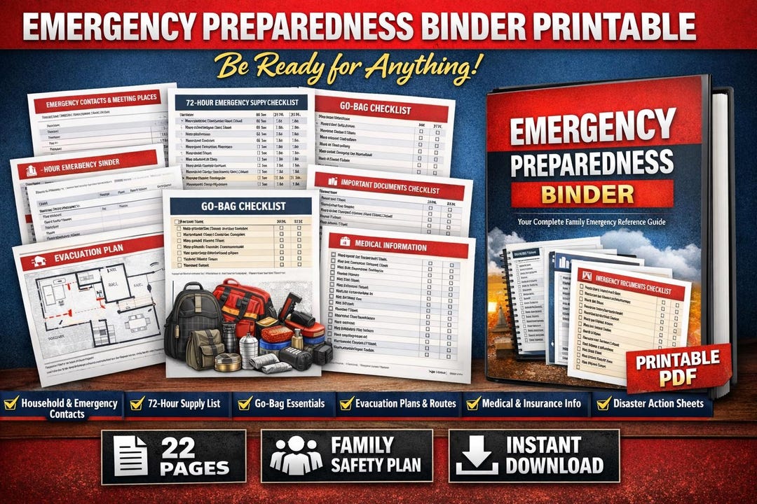 Emergency Preparedness Binder Printable | Family Emergency Plan ...
