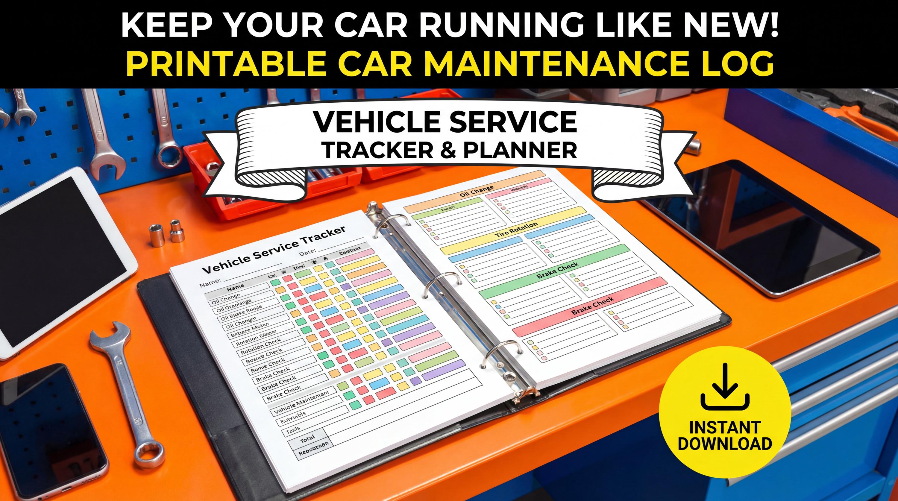 Service Tracker Log In Car Maintenance Log Printable | Vehicle Service Tracker (digital ...