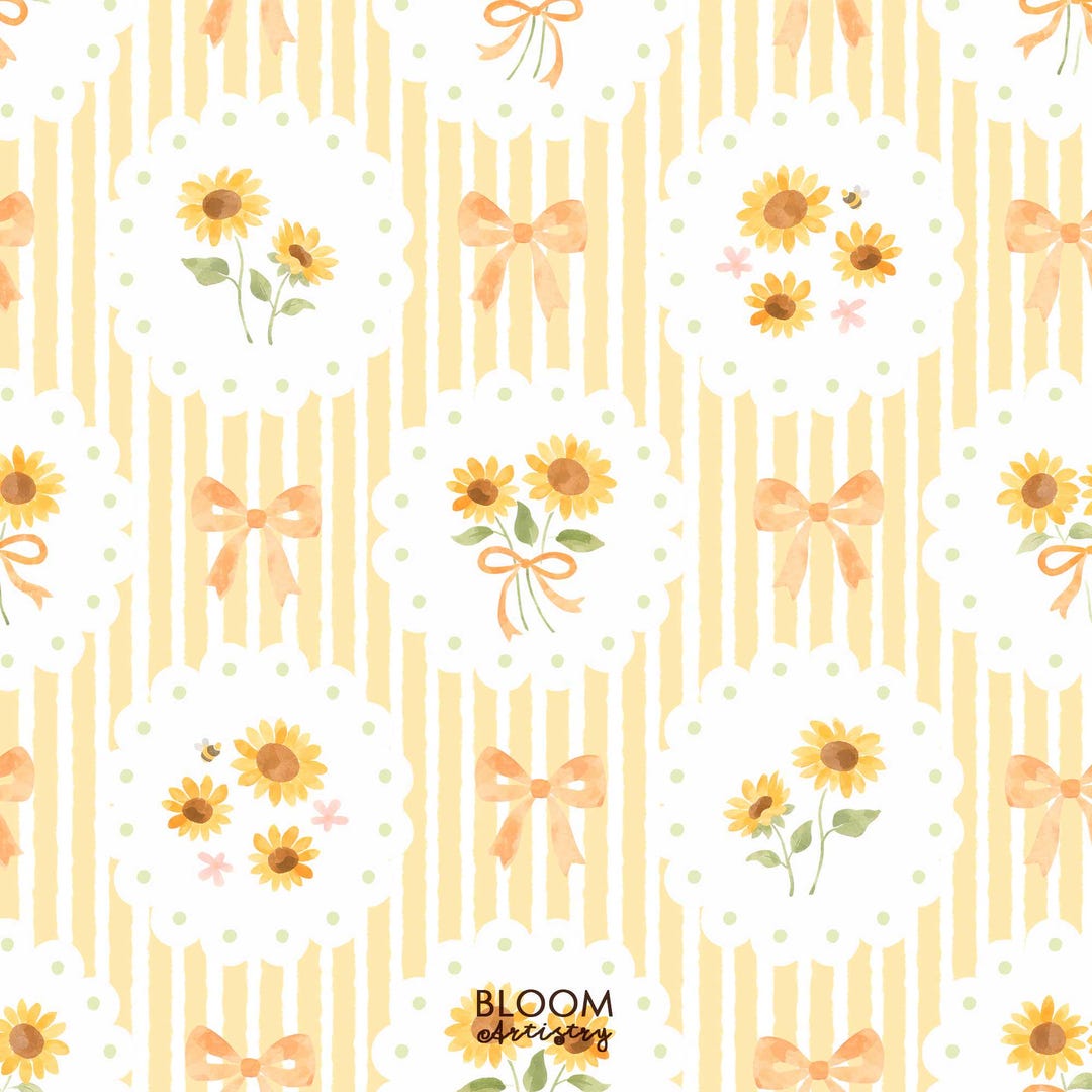 Sunflower Seamless Pattern, Floral Digital Paper, Watercolor Flower ...
