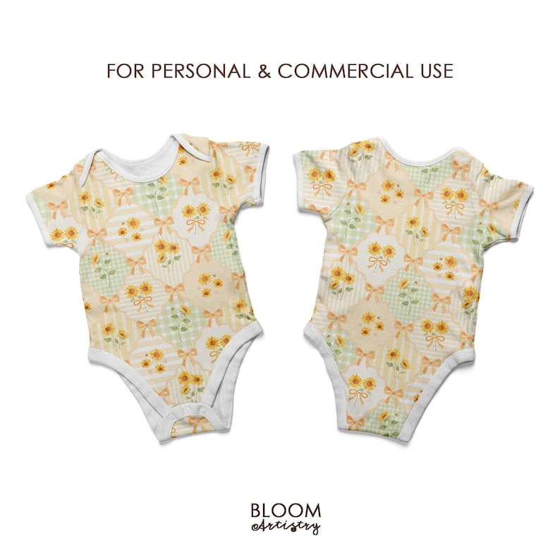 Padrão Patchwork de Girassóis Sem Costura, Papel Digital Floral Xadrez, Papel para Scrapbook de Primavera, Design de Verão em Aquarela imagem 4