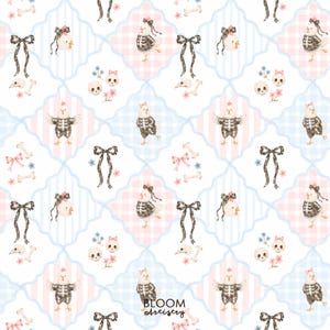 Halloween Chicken Patchwork Pattern, Skeleton Chicken Digital Paper, Coquette Halloween Scrapbook Paper, Farm Chicken PNG