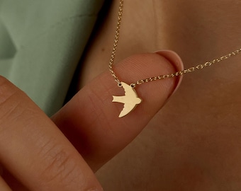 Minimalist Bird Necklace, Swallow Pendant, Gift for Her
