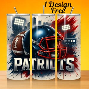 Patriot Football Tumbler Wrap PNG | 20oz Skinny Sublimation Design (Digital Download)