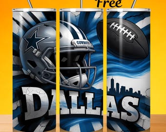 Dallas Football Tumbler Wrap PNG, Mascot Sublimation (Digital Download)