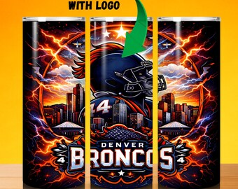 Watercolor Football Helmet Tumbler Wrap | Blue Orange PNG (Digital Download)