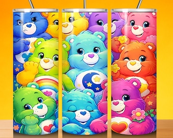 Cartoon Characters Tumbler Wrap, 20oz Skinny Tumbler PNG