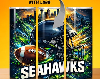 Seahawk 20oz Skinny Tumbler Wrap PNG, Sport 20oz Tumbler PNG, Mascot Sublimation Tumbler PNG Pobieranie cyfrowe