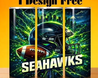 Seahawk 20oz Skinny Tumbler Wrap PNG, Sport 20oz Tumbler PNG, Mascot Sublimation Tumbler PNG Pobieranie cyfrowe
