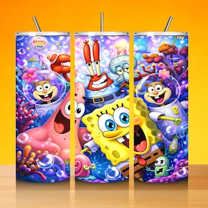 Cute Underwater Cartoon Tumbler Wrap PNG, Colorful Ocean Friends Design, Kids Tumbler Sublimation, 20oz Skinny Tumbler Wrap