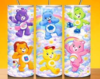 Cartoon Characters 20oz Tumbler Png, Cartoon Bears Tumbler 20oz Png, Cartoon 20 oz Tumbler Wrap, Movie Characters 20 oz Skinny Tumbler Png