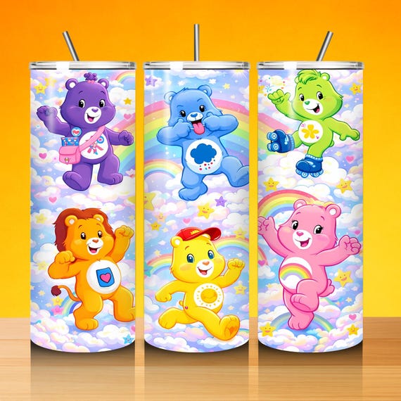 Cartoon Characters 20oz Tumbler Png, Cartoon Bears Tumbler 20oz Png, Cartoon 20 oz Tumbler Wrap, Movie Characters 20 oz Skinny Tumbler Png