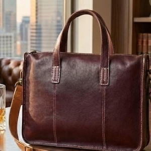 Leather Briefcase Sewing Pattern | Structured Top-Handle, Zippered, Optional Strap (PDF Download)