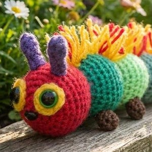 Crochet Hairy Caterpillar Pattern • Amigurumi Caterpillar Toy • Easy Beginner PDF Pattern • Cute Plush Bug Tutorial • Digital Download