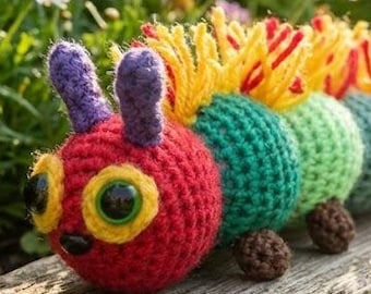 Crochet Hairy Caterpillar Pattern • Amigurumi Caterpillar Toy • Easy Beginner PDF Pattern • Cute Plush Bug Tutorial • Digital Download