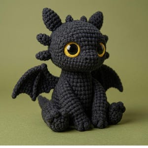 Patrón de amigurumi de dragón a crochet / Juguete de peluche articulado con alambre (PDF)