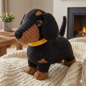 かぎ針編みのダックスフンドのあみぐるみパターン | Rory Dog PDFチュートリアル