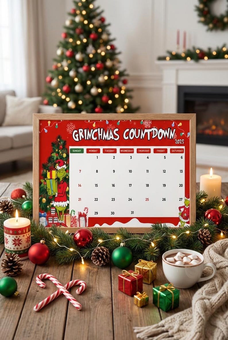 Grinchmas Countdown 2025 | Printable Christmas Countdown | Instant ...