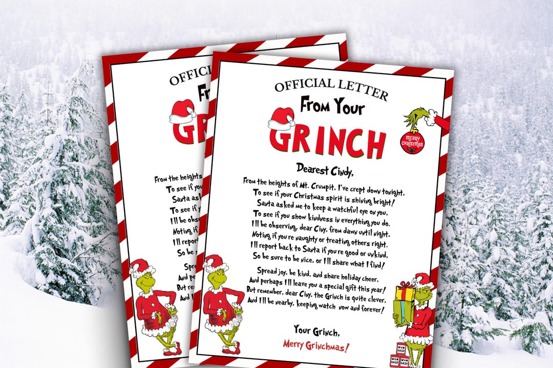 EDITABLE Official Grinch Letter, Grinch Letter, Letter From the Grinch