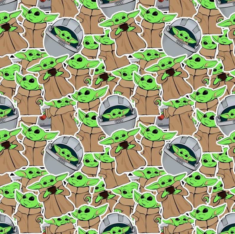 Peut inclure: Un motif r&eacute;p&eacute;titif de personnages extraterrestres verts aux grandes oreilles et aux grands yeux, repr&eacute;sent&eacute;s en deux variantes : l'un portant une robe beige et tenant un petit objet sombre, et l'autre assis dans une nacelle de transport grise.