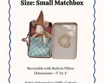 Toy Sleeping Bag - Sized to Fit in Maileg Mouse Small & Large Matchbox and Cigar Box