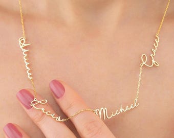 Personalized Multiple Name Necklace, Family Jewelry, Customizable Name Pendant, Gift for Mothers