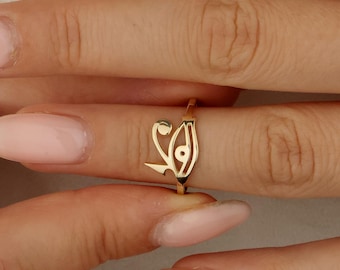 Dainty Horus Eye Ring, Egyptian Ra Jewelry, Protective Gift for Her