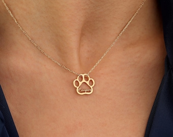 Pet Memorial Gift with Name, Personalized Jewelry, Dog-Cat Paw Necklace, New Dog Mom Gift