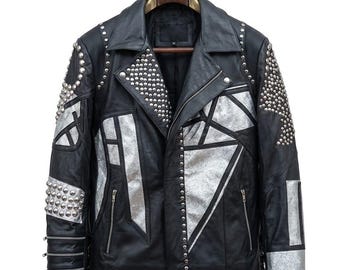 Paradise Jacket Handmade Men’s Studded Black Motorcycle Jacket – Celebrity Inspired Biker Jacket