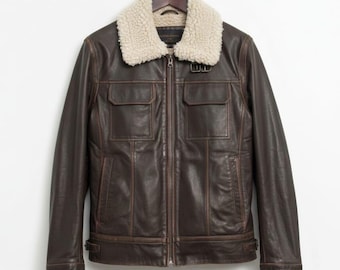 Paradise Jacket Handmade Men’s Genuine Shearling Leather Jacket | Warm Winter Outerwear