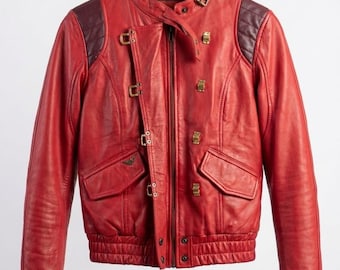 Paradise Jacket Handmade Men’s Red Leather Capsule Jacket | Anime Cosplay Fashion |